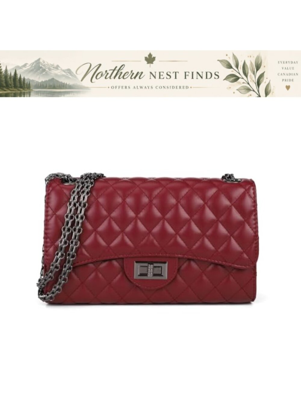 Quilted Crossbody Bag Chain Strap Adjustable Shoulder Purse Clutch